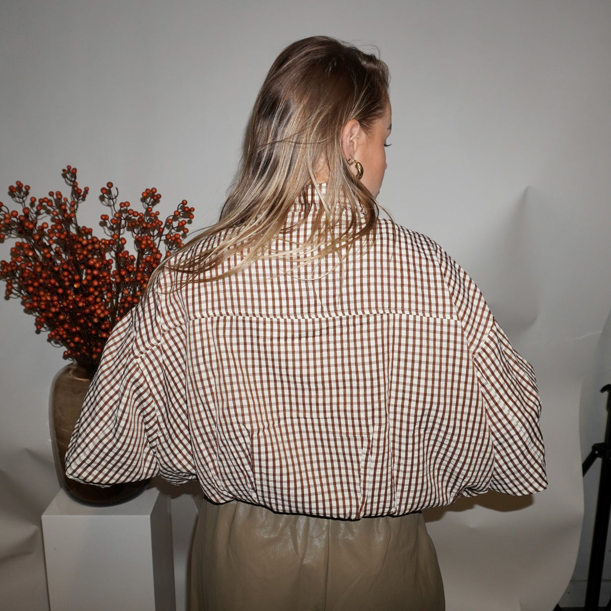 Mila Parachute Ruit Jacket Bruin