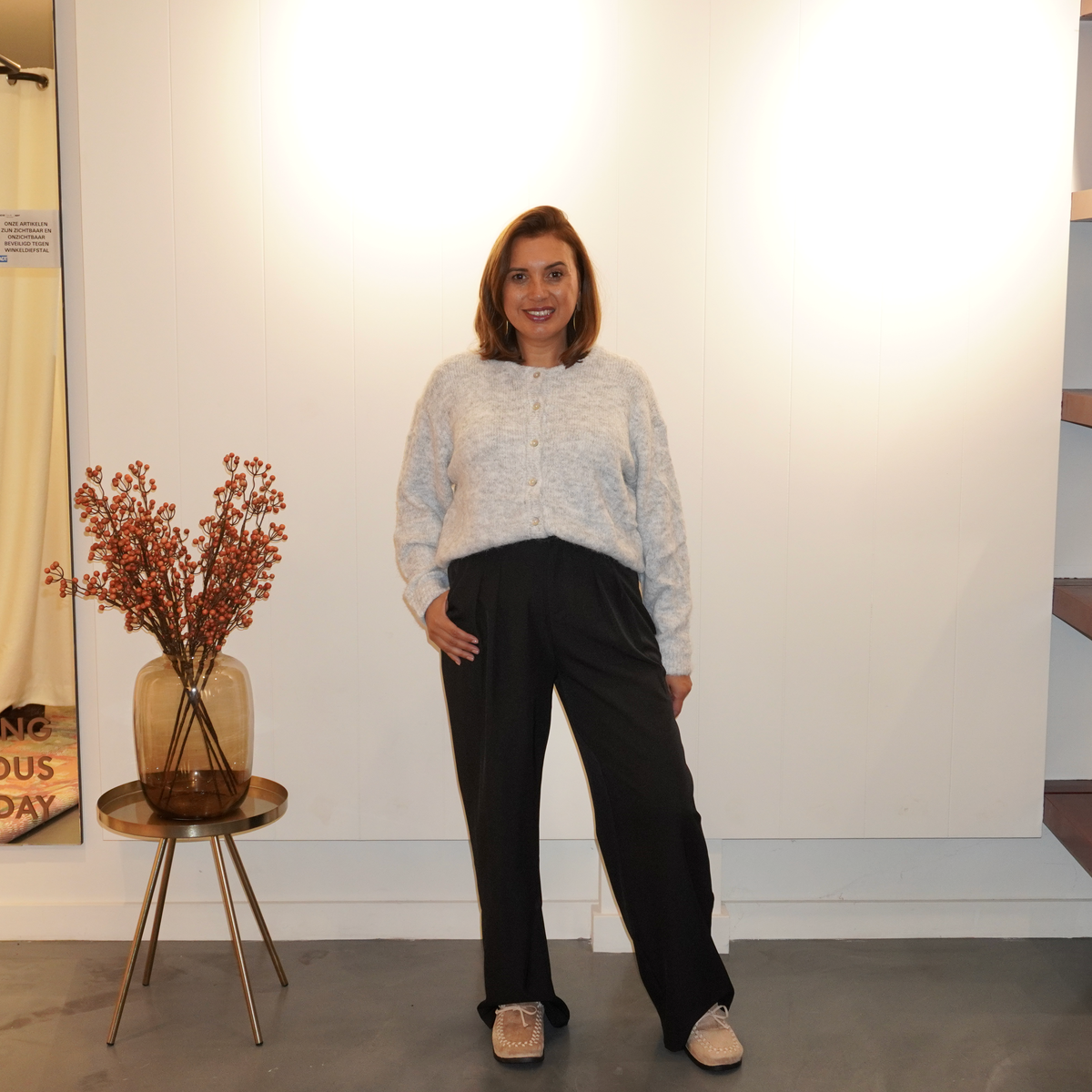 Lina Straight Pantalon Zwart