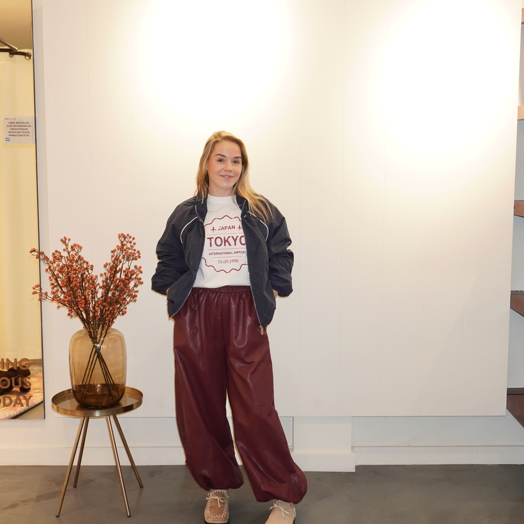 Maelle PU Ballon Broek Bordeaux