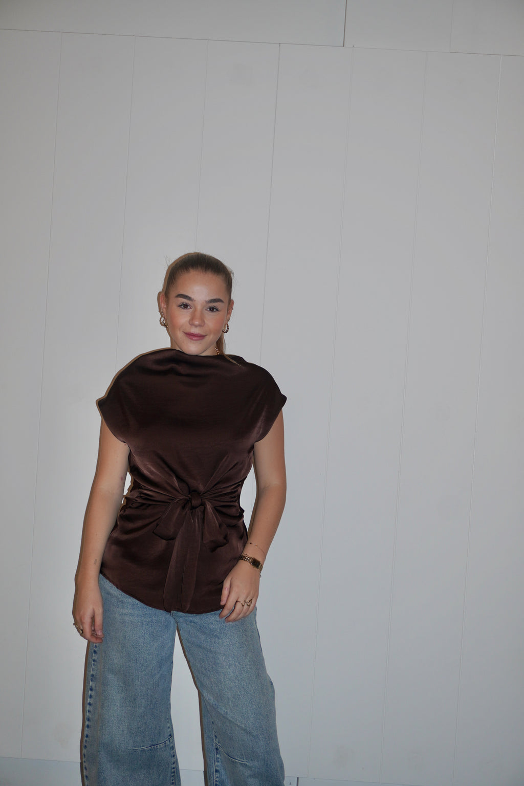 Noelle Satijnen Top Bruin