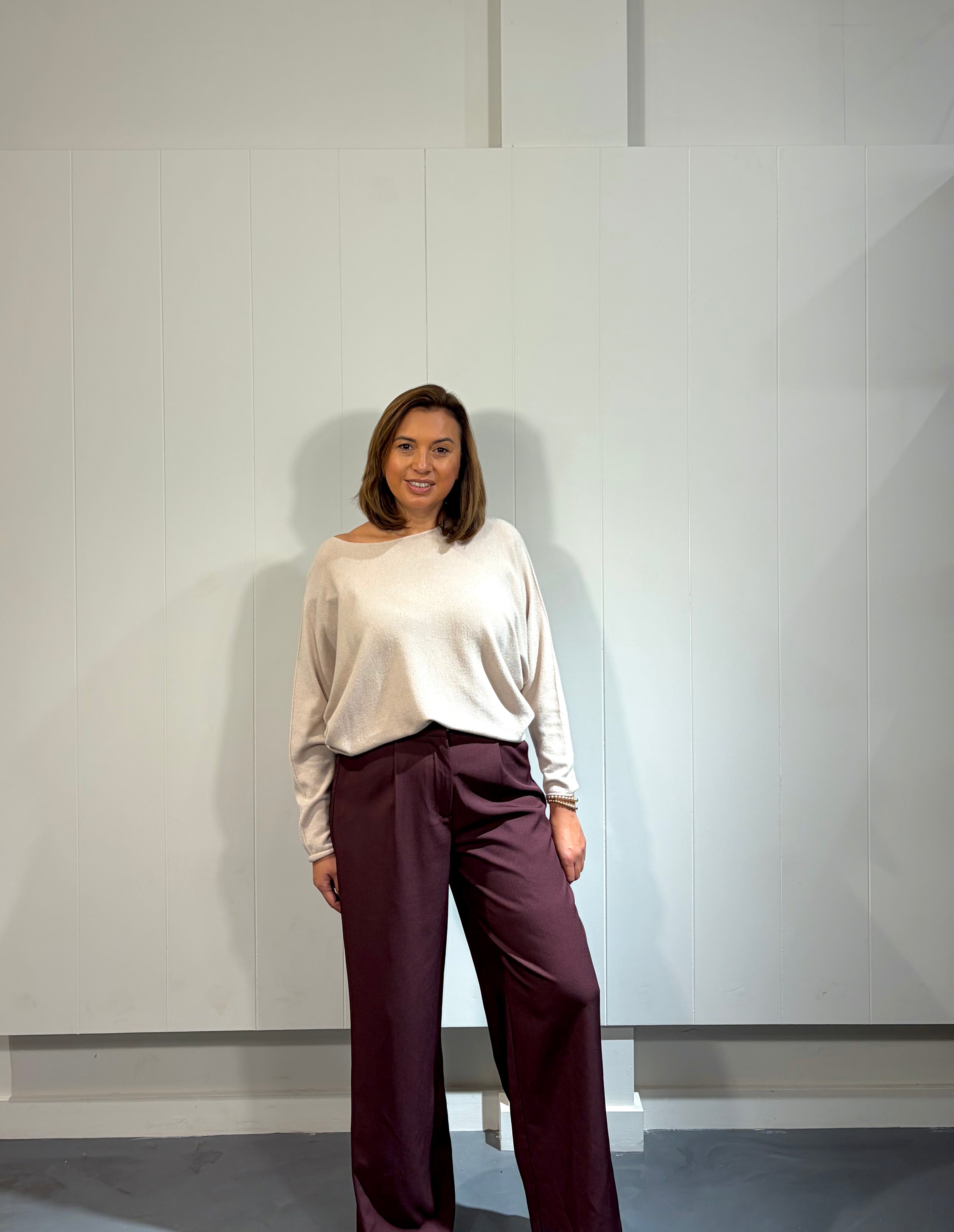 Solene Pantalon Straight Bordeaux