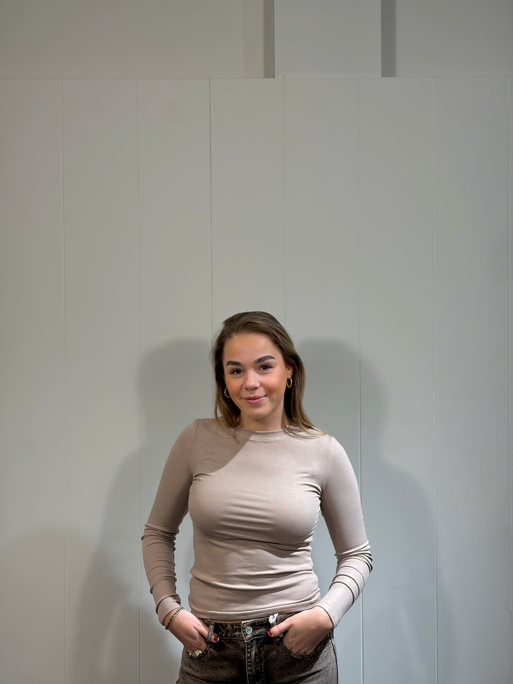 Jolie Basic Longsleeve Beige