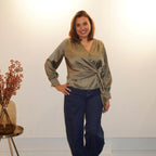 Juna Satijn Look Blouse Groen