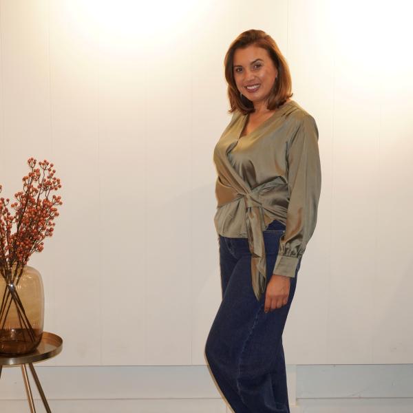 Juna Satijn Look Blouse Groen