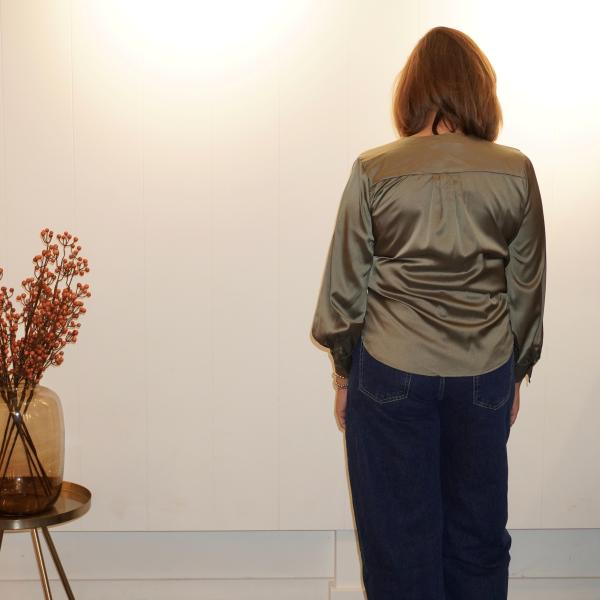 Juna Satijn Look Blouse Groen