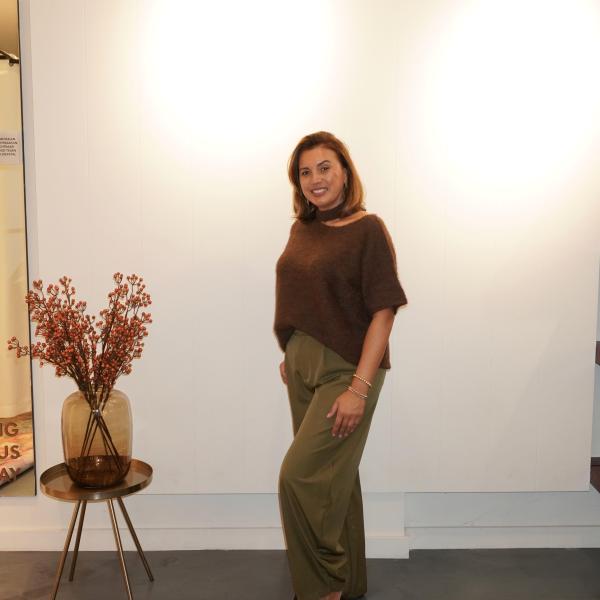 Louisa One Shoulder Trui Bruin