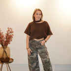 Louisa One Shoulder Trui Bruin