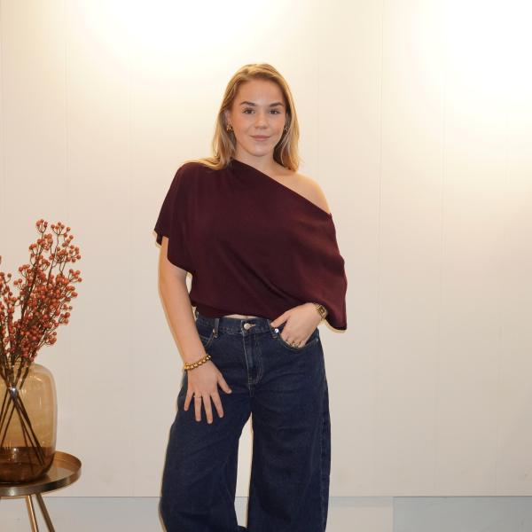 Nina Soepelvallende Top Bordeaux