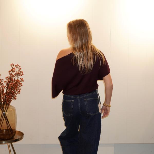 Nina Soepelvallende Top Bordeaux