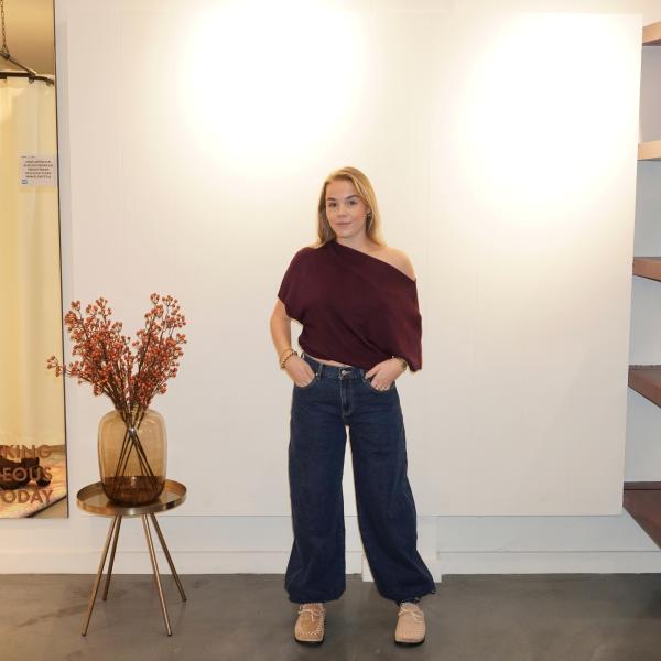 Nina Soepelvallende Top Bordeaux